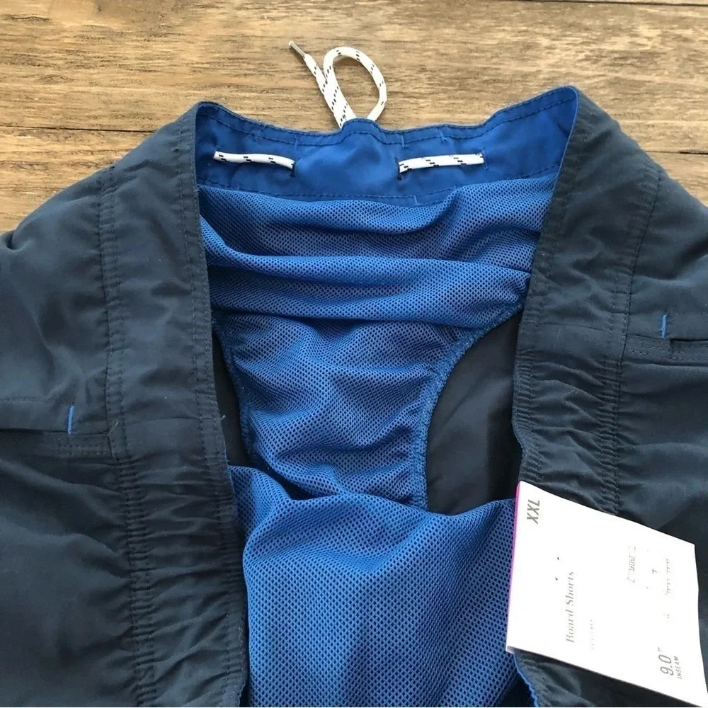 NWT Goodfellow‎ & Co Mens XXL Navy Blue 9” Inseam Board Shorts Swimwear Lined